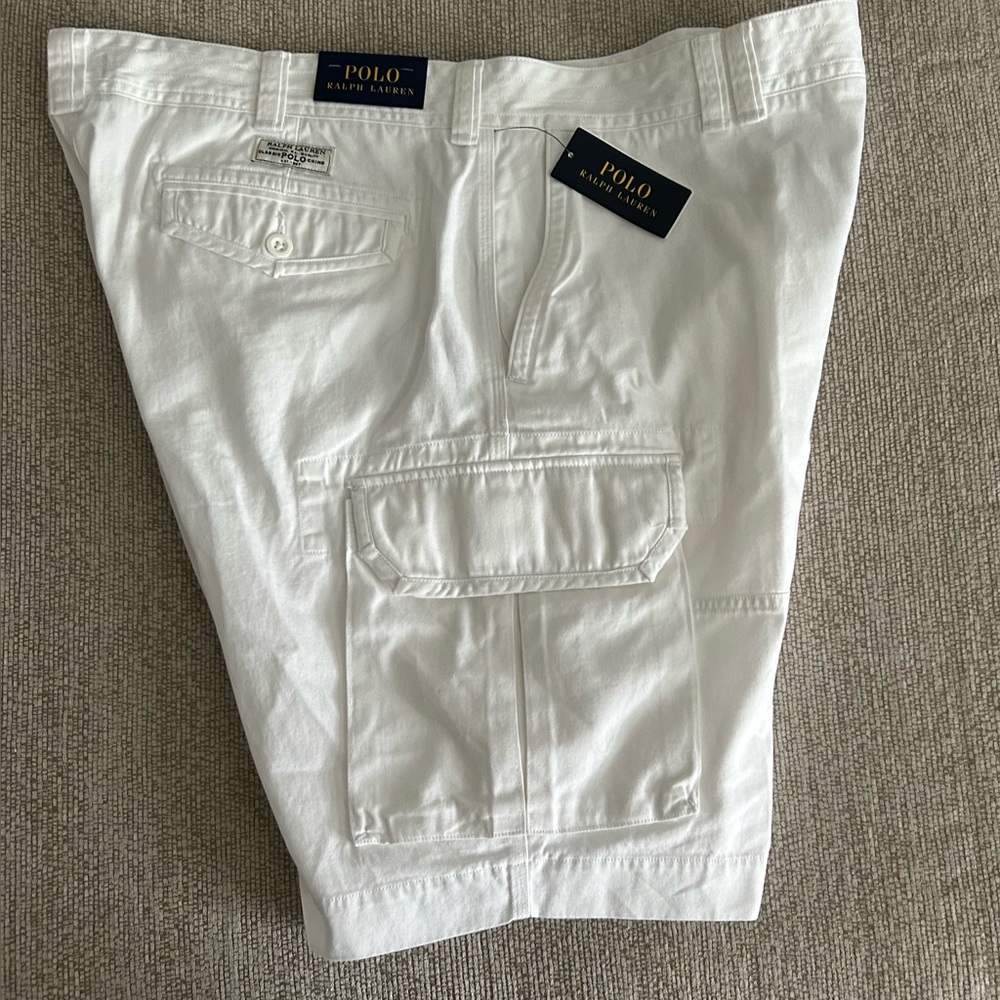 Ralph Lauren Polo Mens Big & Tall White Cargo Shorts Relaxed Fit Size 44B